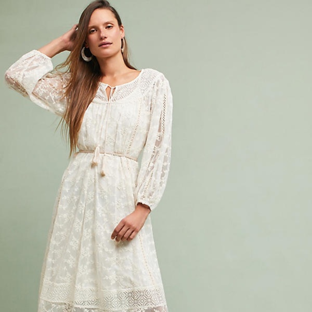 ANTHROPOLOGIE Embroidered Lace Dress